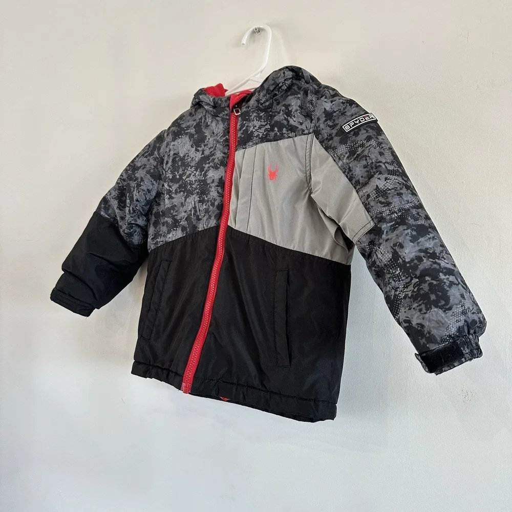 Toddler Boys 4T Spyder Insulated‎ Winter Ski Coat Gray Black Red